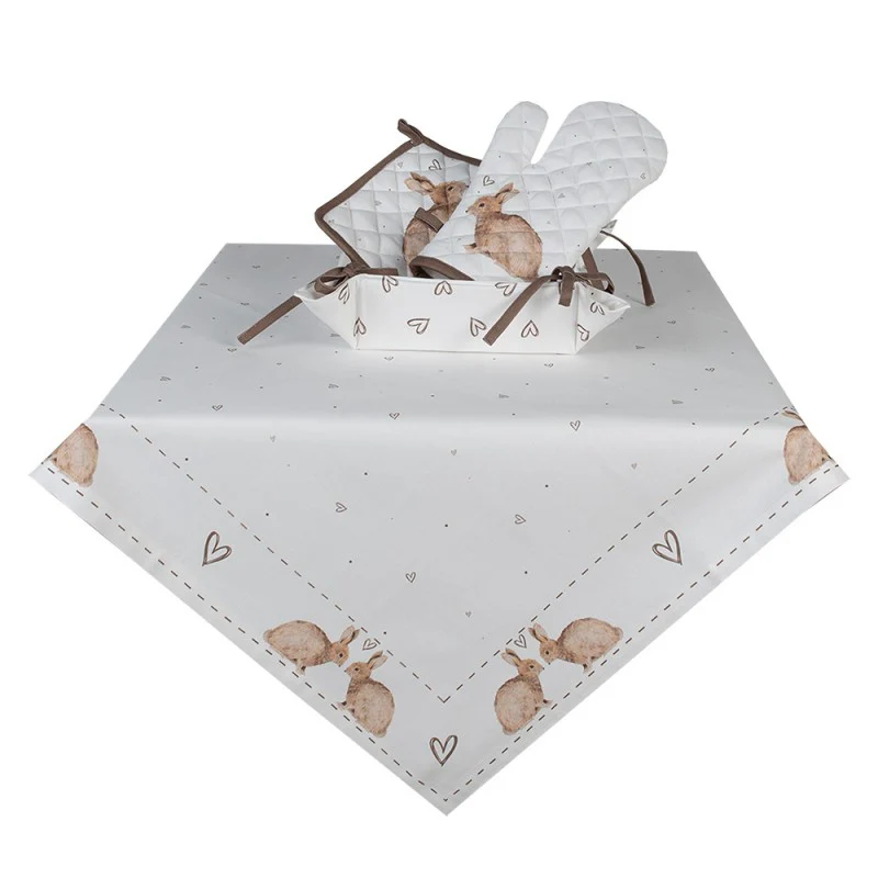 TOVAGLIA QUADRATA CONIGLIETTI IN LOVE 100X100 CM - Woodlume