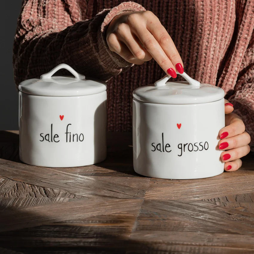 BARATTOLO IN GRES SALE GROSSO CUORICINO ROSSO - Woodlume