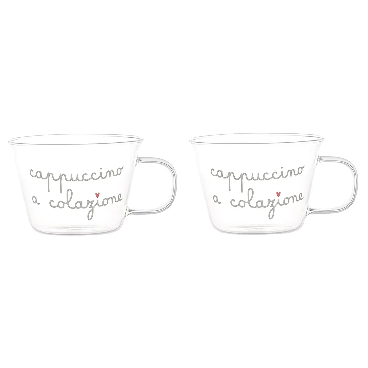 SET 2 TAZZE COLAZIONE IN VETRO - CAPPUCCINO A COLAZIONE - Woodlume