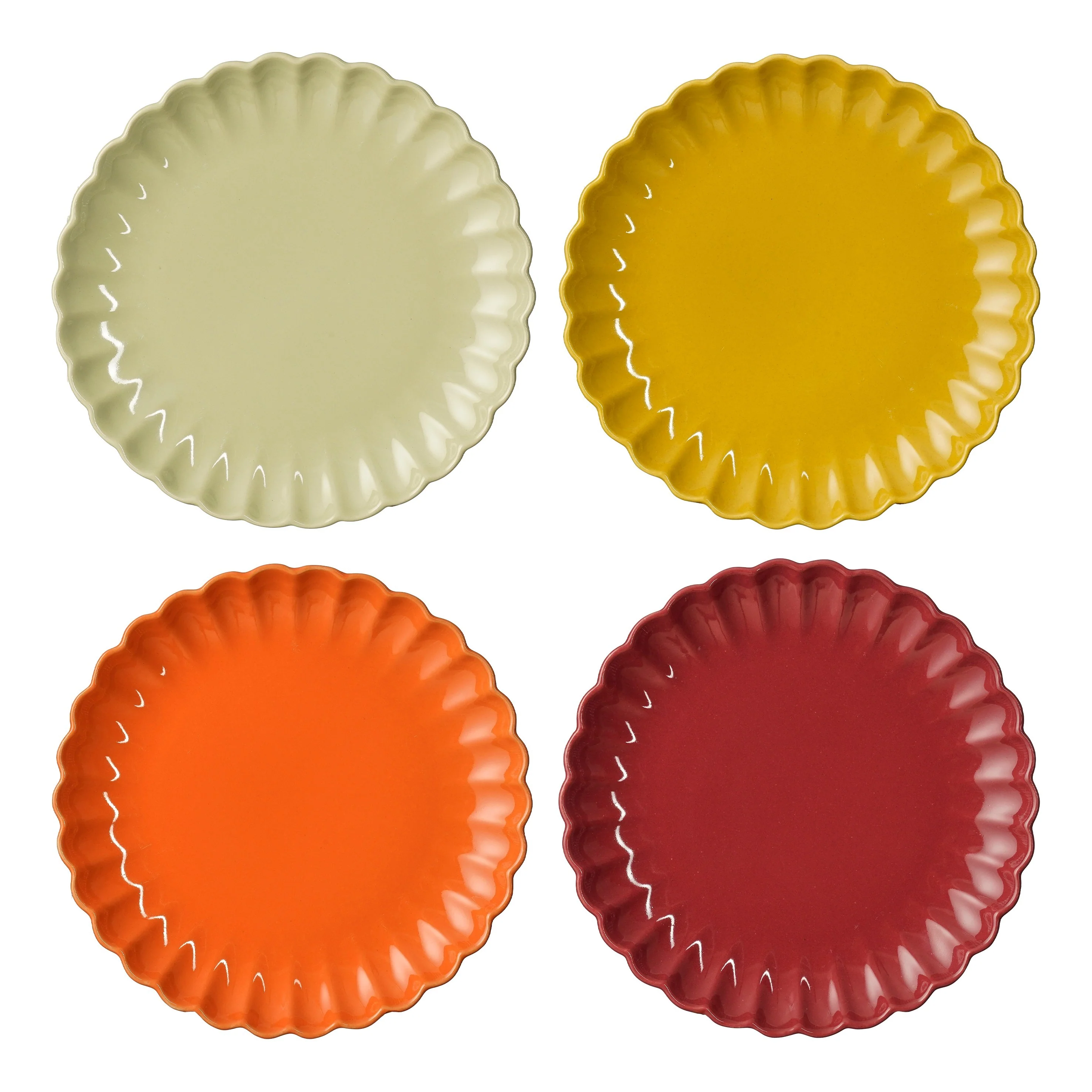PIATTO DESSERT COLORATO CON BORDO A PETALI - 4 COLORI - Woodlume