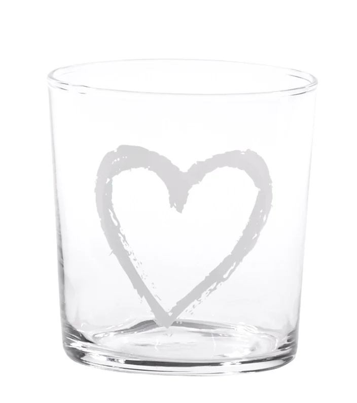 BICCHIERE CUORE GRAFFITI - BIANCO - Woodlume