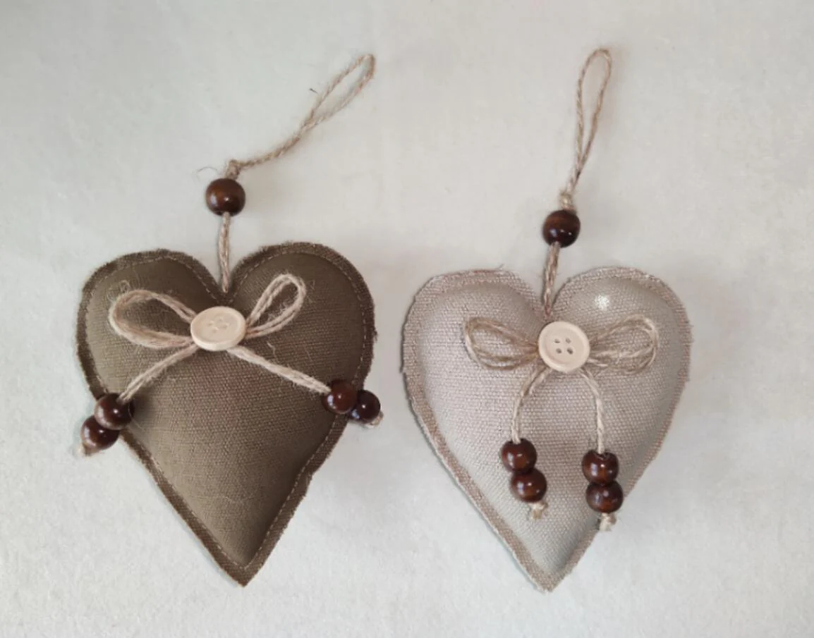 SET 2 DECORAZIONI CUORI E BOTTONI - Woodlume