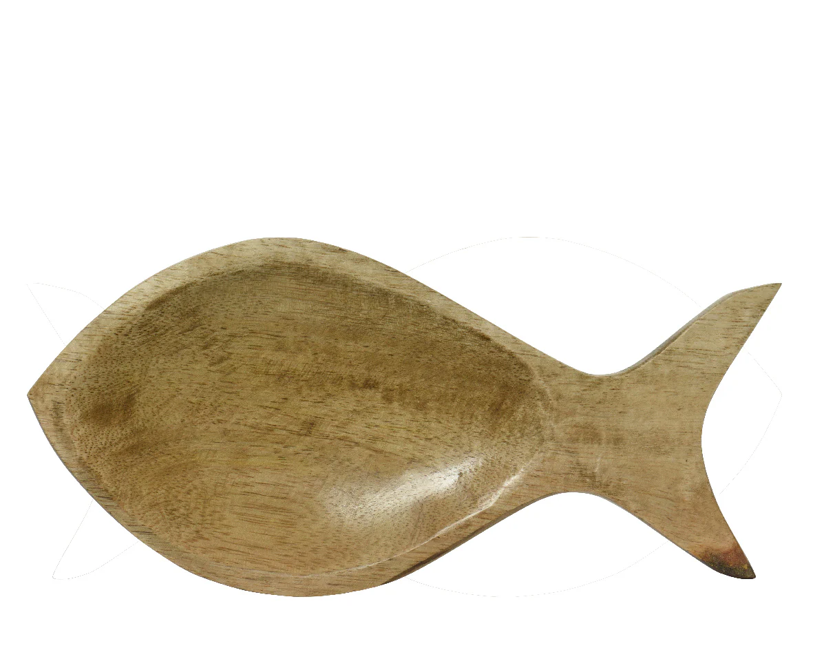 SVUOTATASCHE PESCE IN LEGNO DI MANGO - Woodlume