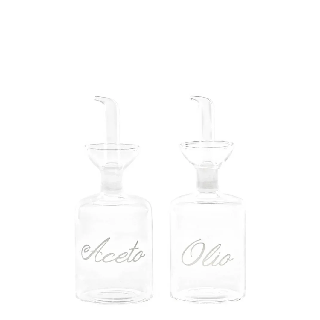 SET 2 BOTTIGLIE IN VETRO - OLIO E ACETO - Woodlume