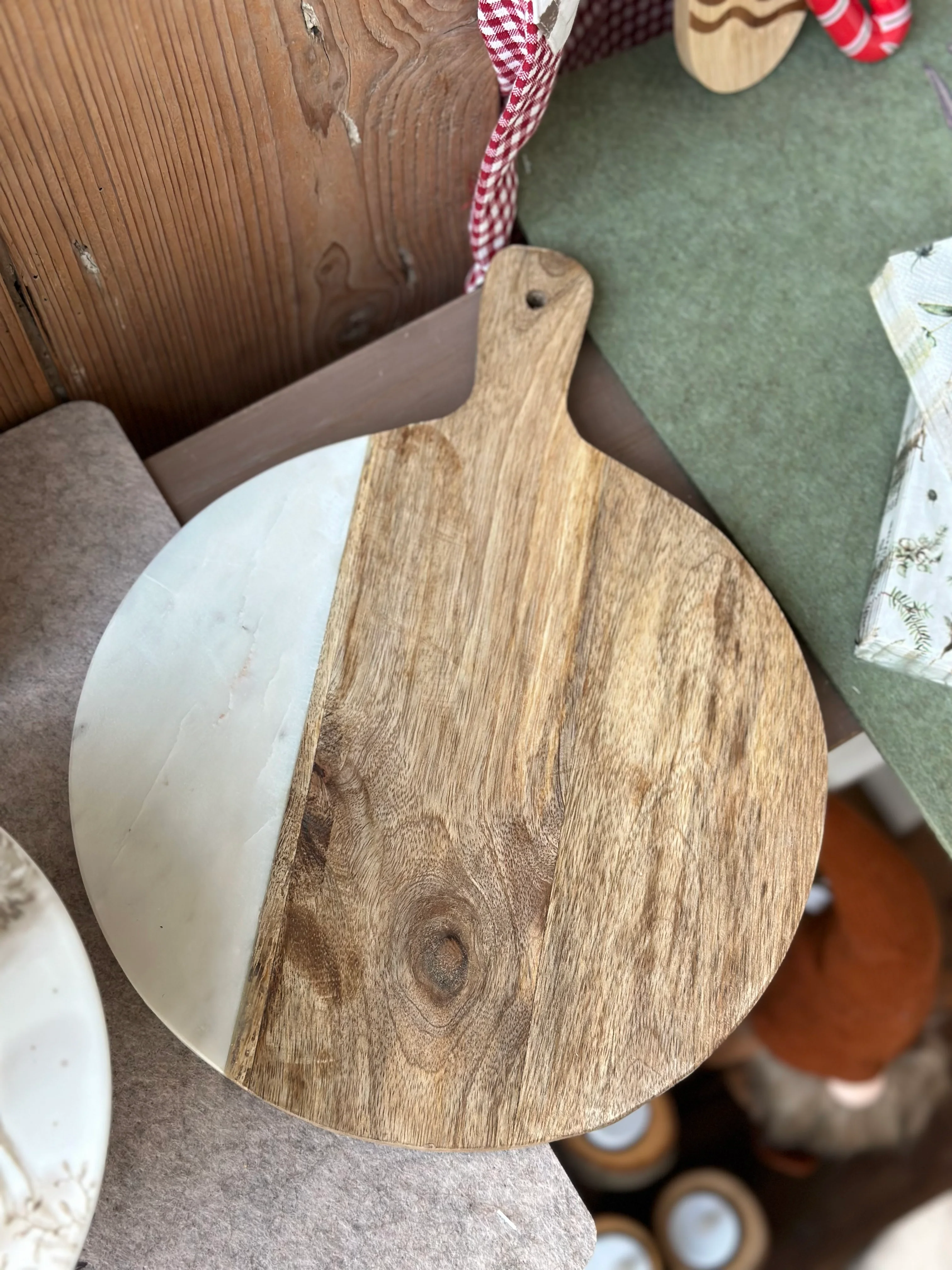 TAGLIERE LEGNO E MARMO - TONDO CON MANICO - Woodlume