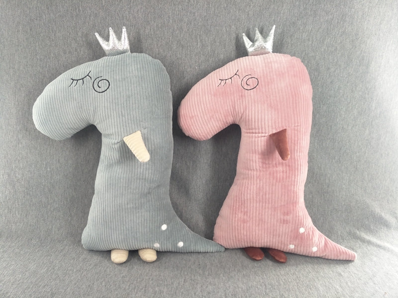 CUSCINO DINOSAURO - GRIGIO E ROSA - Woodlume