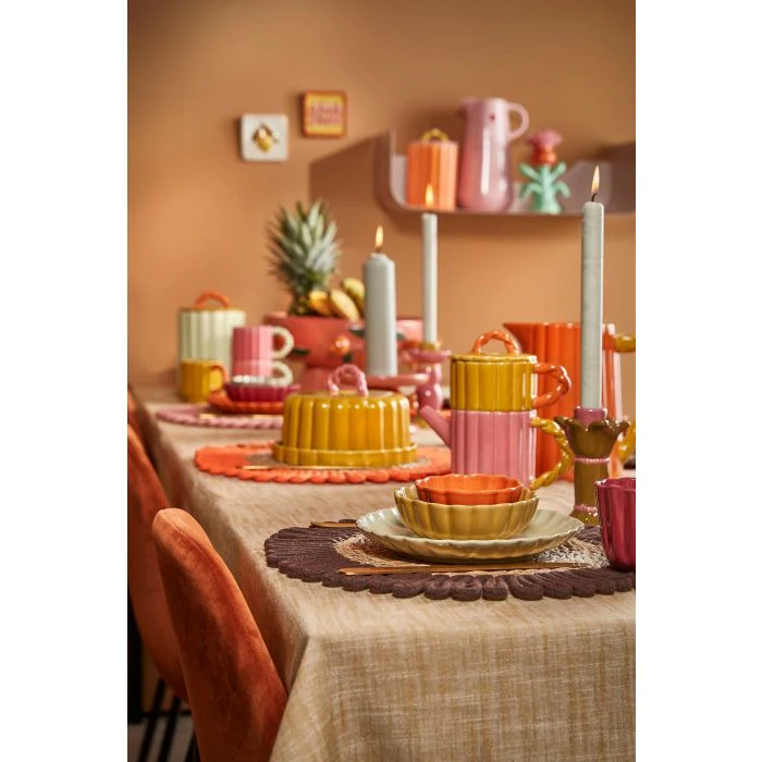 PIATTO DESSERT COLORATO CON BORDO A PETALI - 4 COLORI - Woodlume