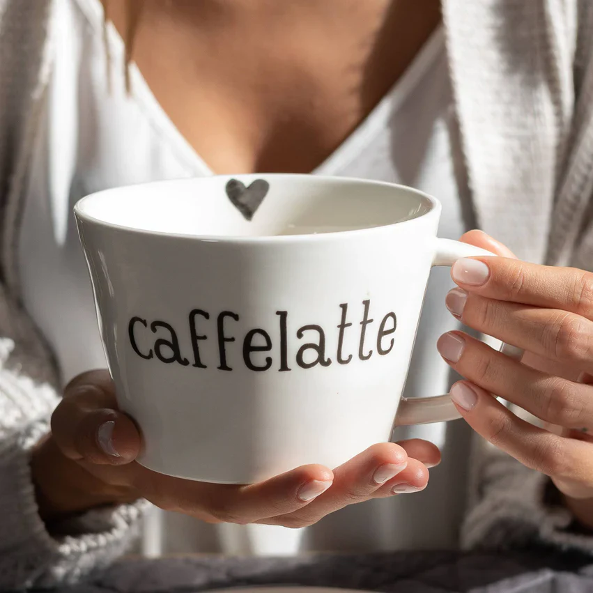 SET 2 TAZZE COLAZIONE CAFFELATTE CUORE - Woodlume
