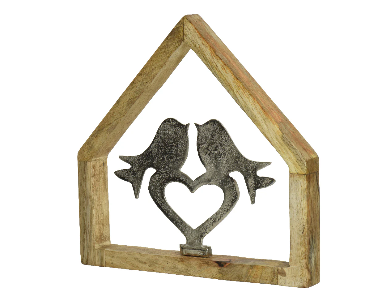 DECORO CASETTA UCCELLINI IN LEGNO DI MANGO - Woodlume