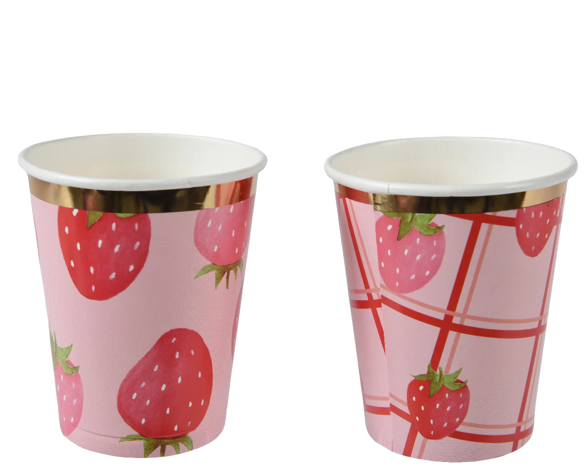 SET 10 BICCHIERI IN CARTA FRAGOLA - 2 VARIANTI - Woodlume