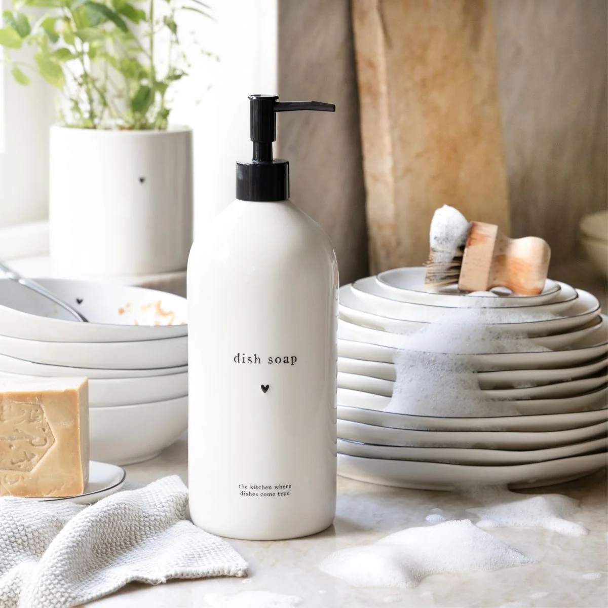 DISPENSER SAPONE BIANCO DISH SOAP CUORICINO - Woodlume
