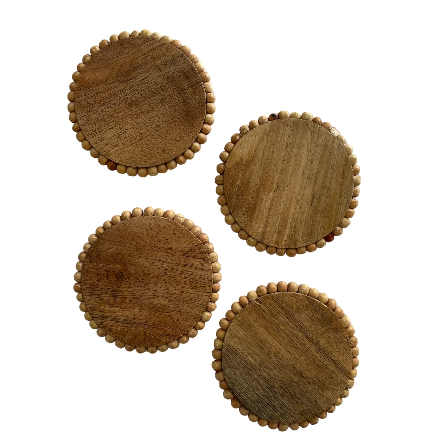 SET 4 SOTTOBICCHIERI WOODLUME IN LEGNO NATURALE E PERLE - Woodlume