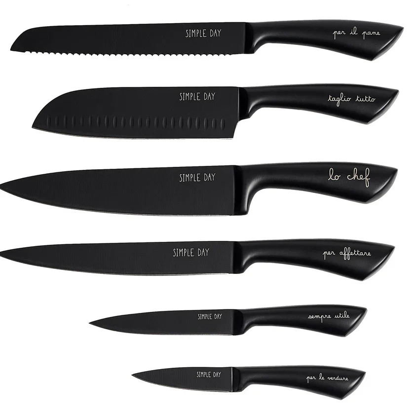 SET 6 COLTELLI DA CUCINA - PER LA CUCINA NERO - Woodlume