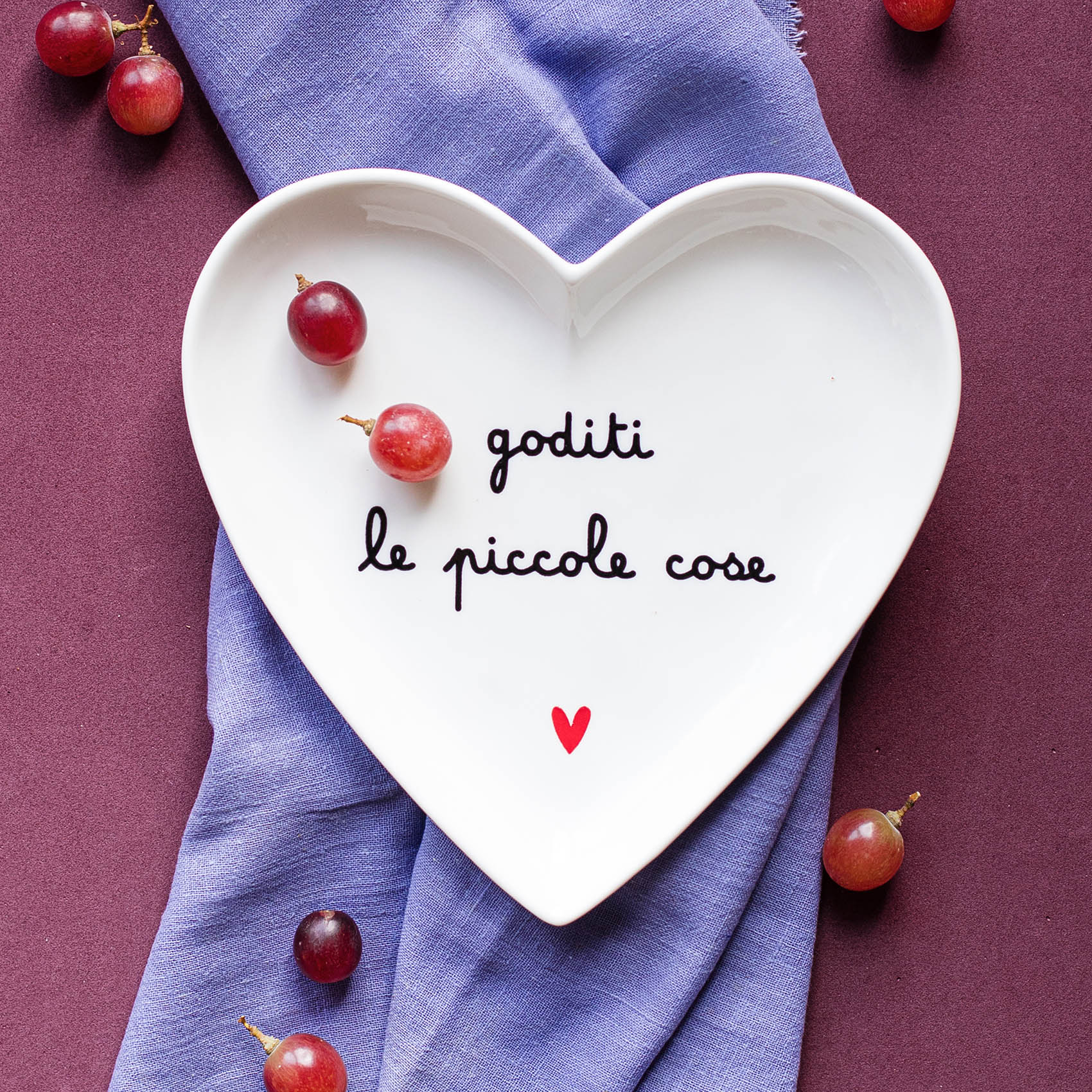 SET 2 PIATTI CUORE GODITI LE PICCOLE COSE - Woodlume