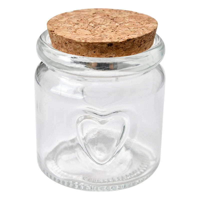 BARATTOLO IN VETRO CON CUORE E TAPPO IN SUGHERO - MINI - Woodlume