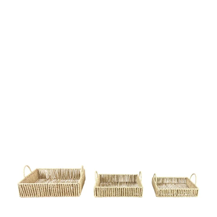 VASSOIO QUADRATO CON MANICI IN FIBRA NATURALE - NATURALE - Woodlume