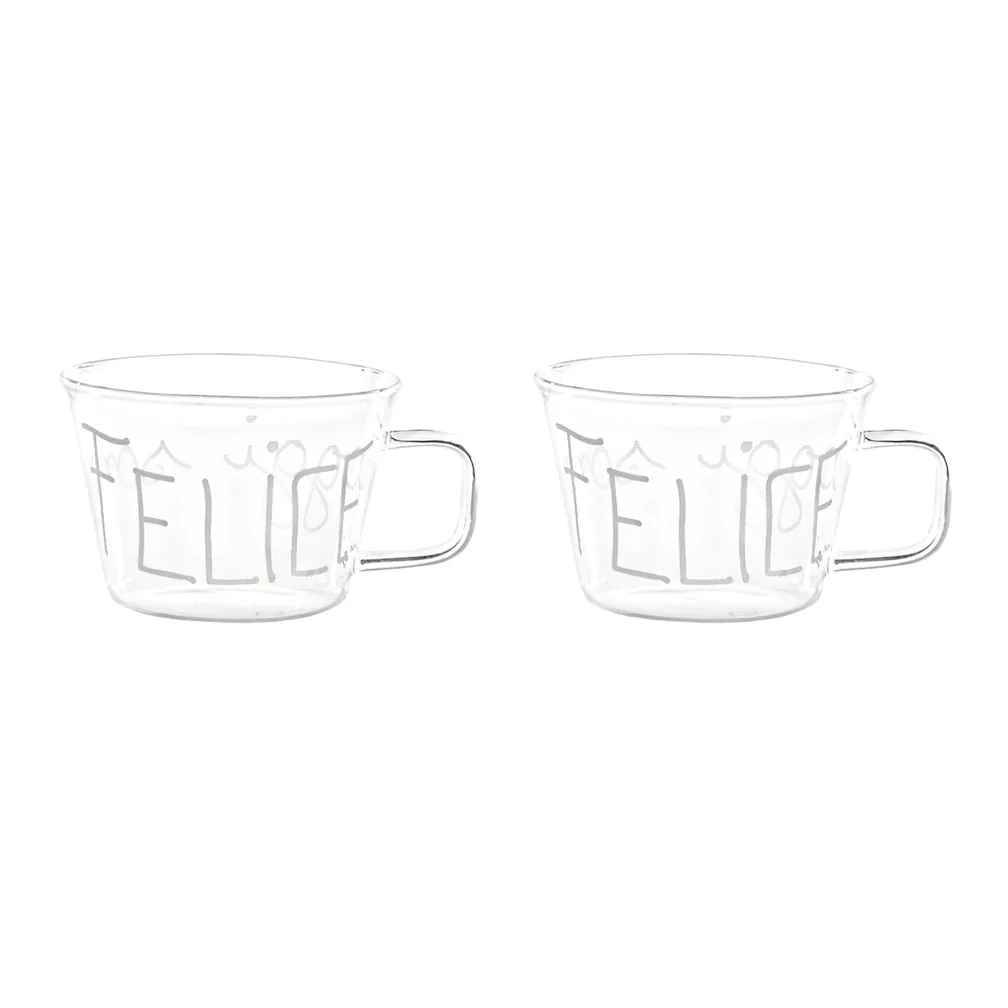 SET 2 TAZZE IN VETRO - OGGI SONO FELICE - Woodlume