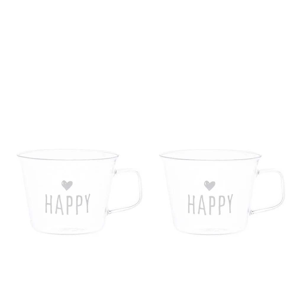SET 2 TAZZE COLAZIONE IN VETRO - HAPPY CUORE - Woodlume