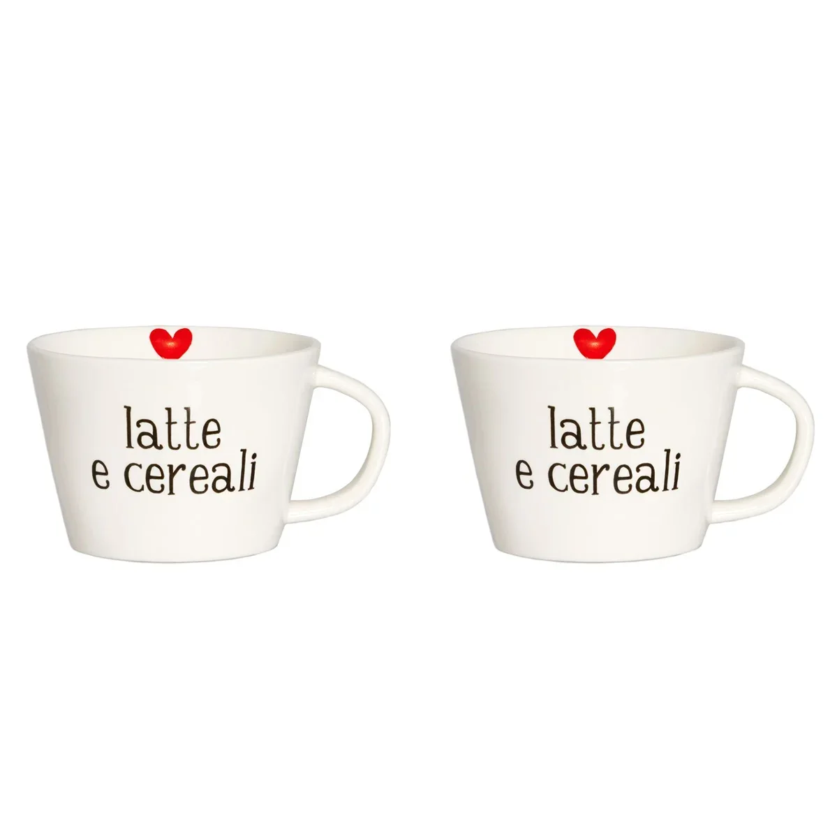 SET 2 TAZZE COLAZIONE LATTE E CEREALI CUORE - Woodlume