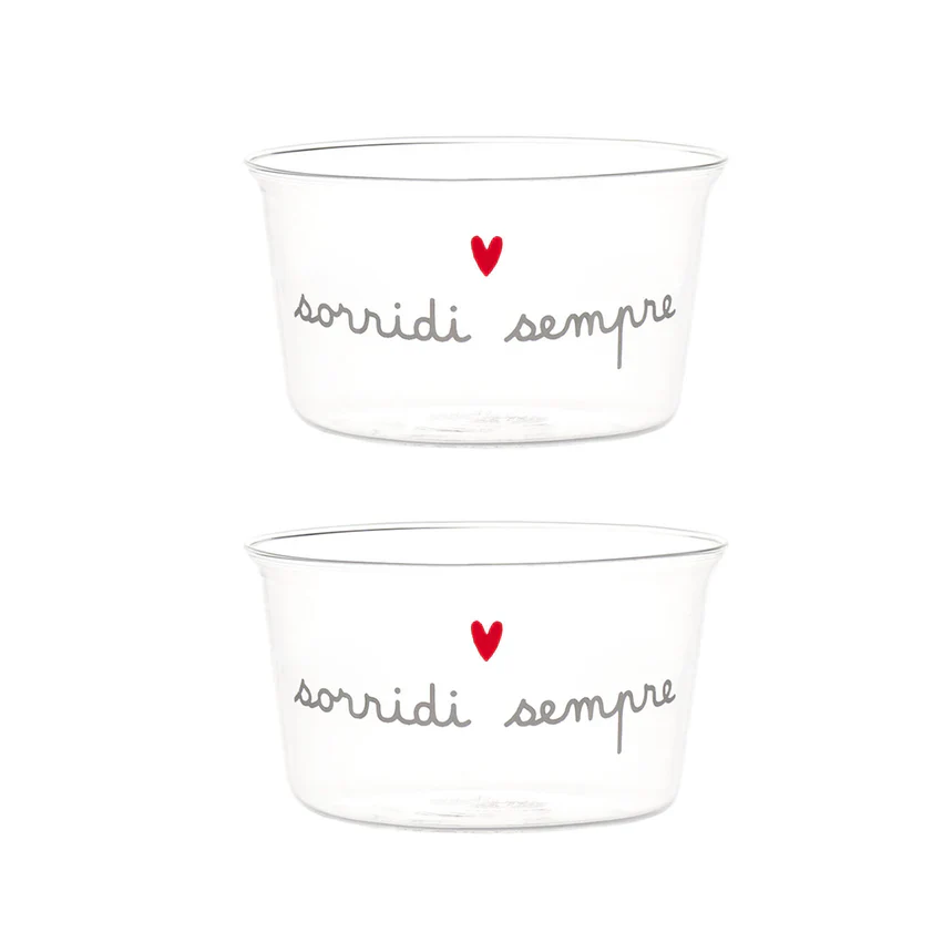 SET 2 COPPETTE IN VETRO SORRIDI SEMPRE - Woodlume