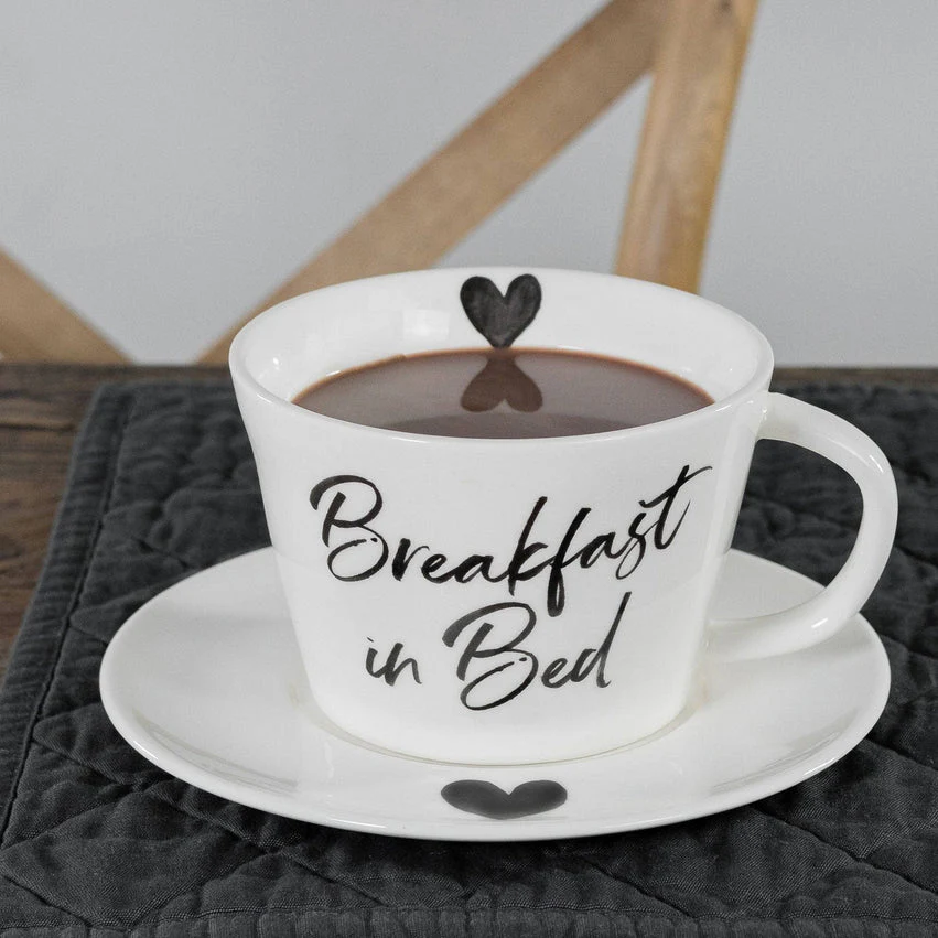 SET 2 TAZZE COLAZIONE BREAKFAST IN BED CUORE - Woodlume