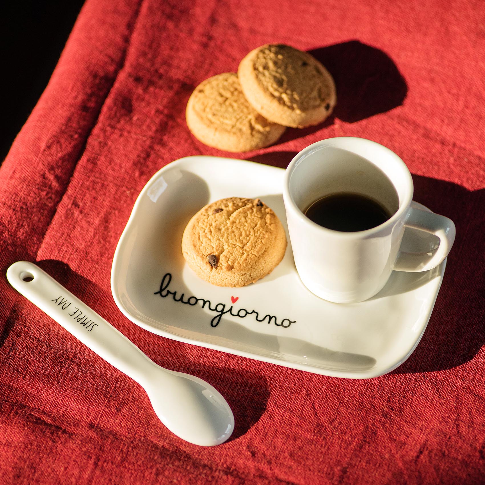SET 2 PIATTINI PER TAZZA ESPRESSO - BUONGIORNO - Woodlume