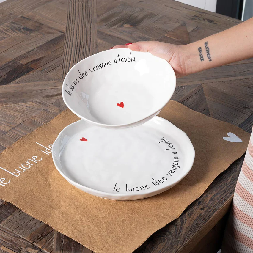 SET 2 PIATTI FONDI LE BUONE IDEE VENGONO A TAVOLA - Woodlume