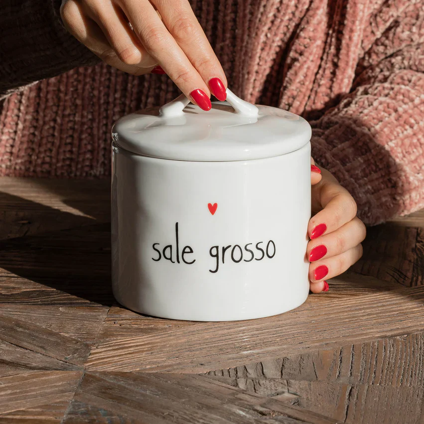 BARATTOLO IN GRES SALE GROSSO CUORICINO ROSSO - Woodlume