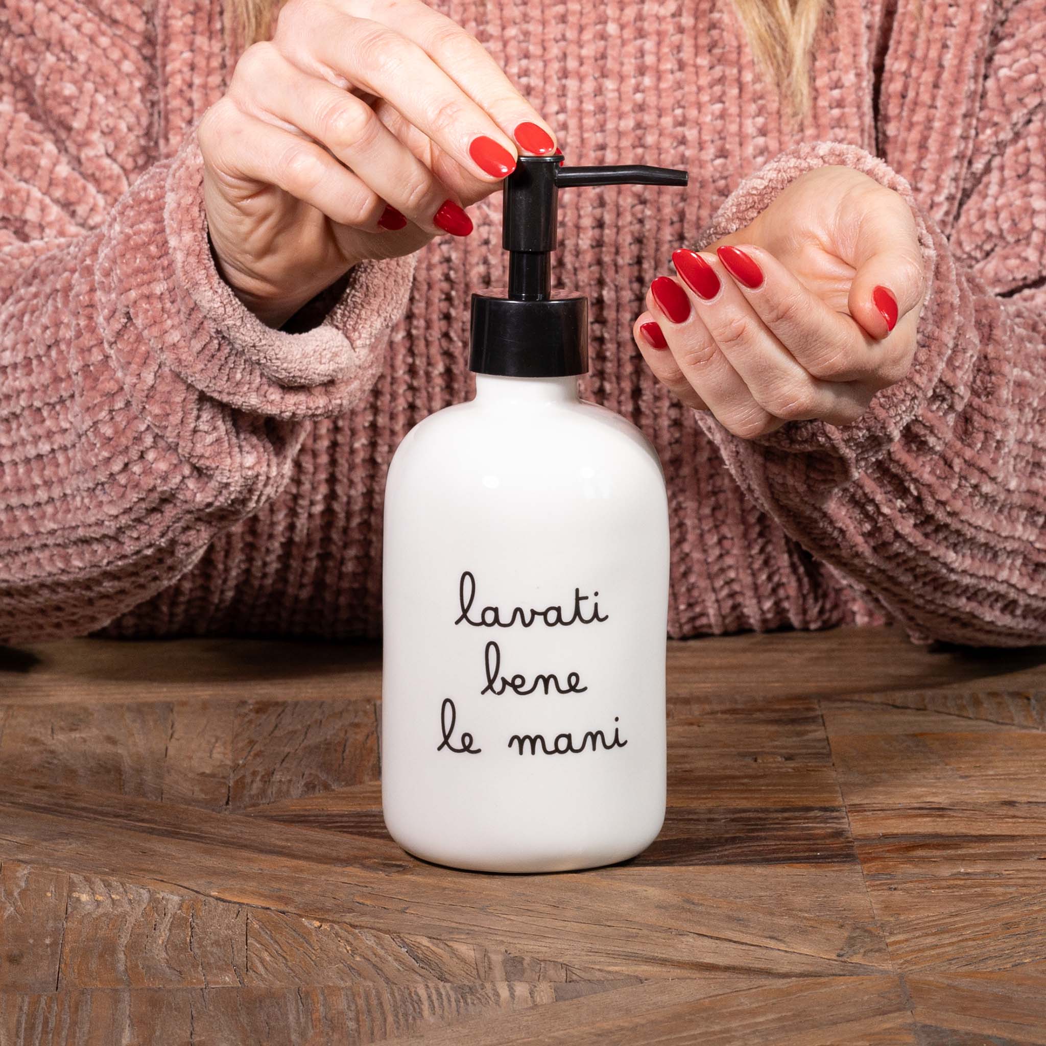 DISPENSER PER SAPONE LAVATI BENE LE MANI - Woodlume