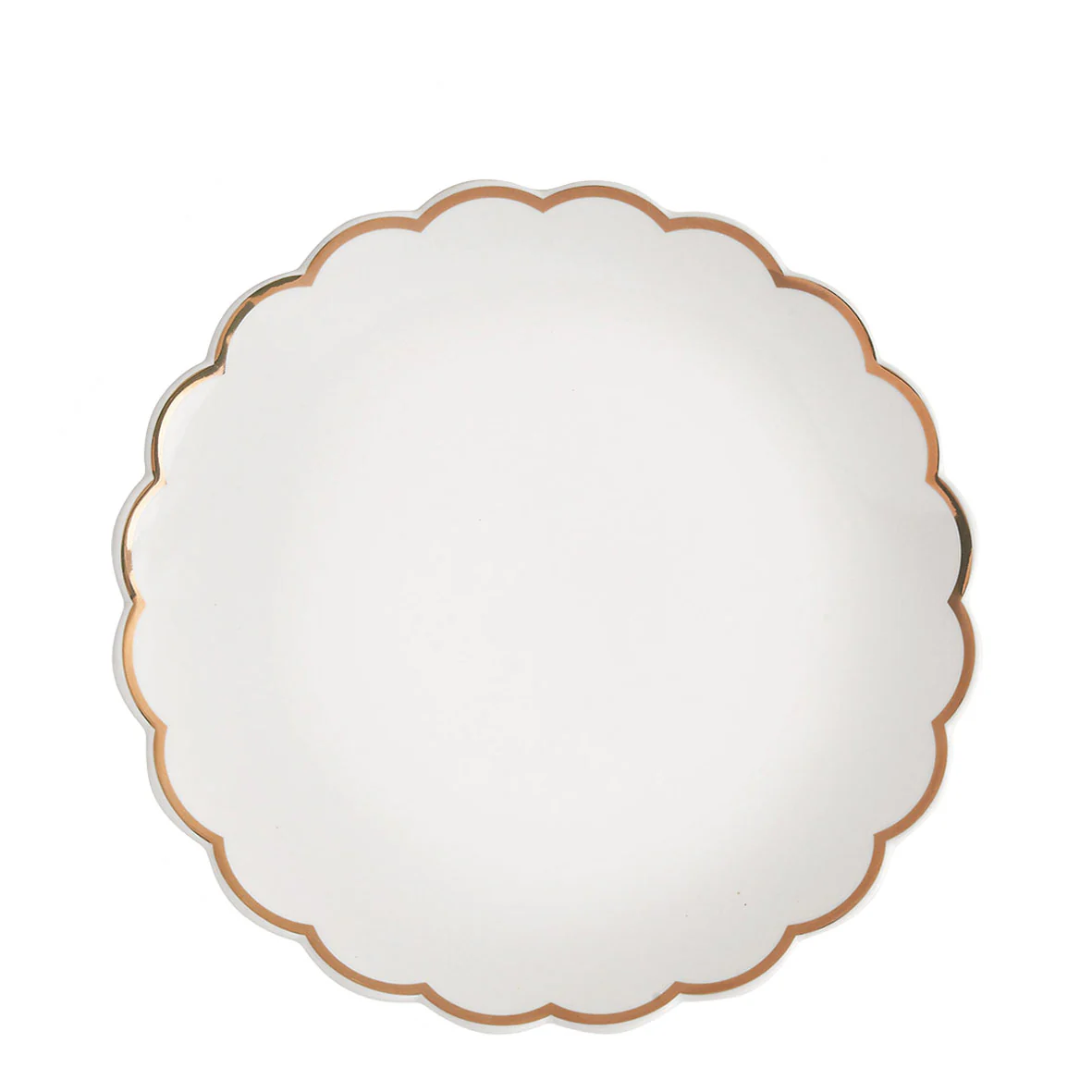 PIATTO MARGHERITA DESSERT CON BORDO ORO - BIANCO - Woodlume