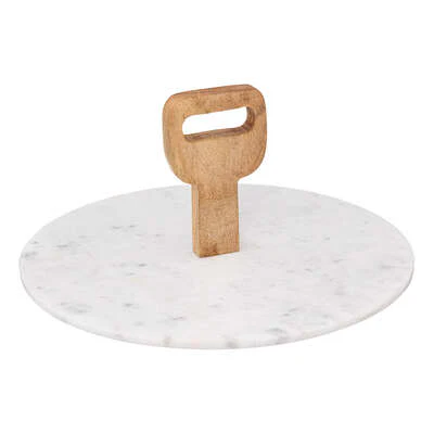 VASSOIO IN MARMO CON MANICO IN LEGNO - Woodlume