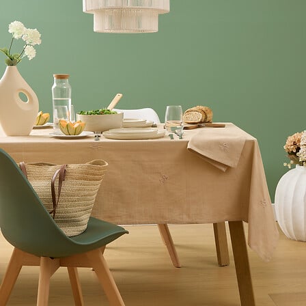 TOVAGLIA RICAMATA FIORI BEIGE - Woodlume