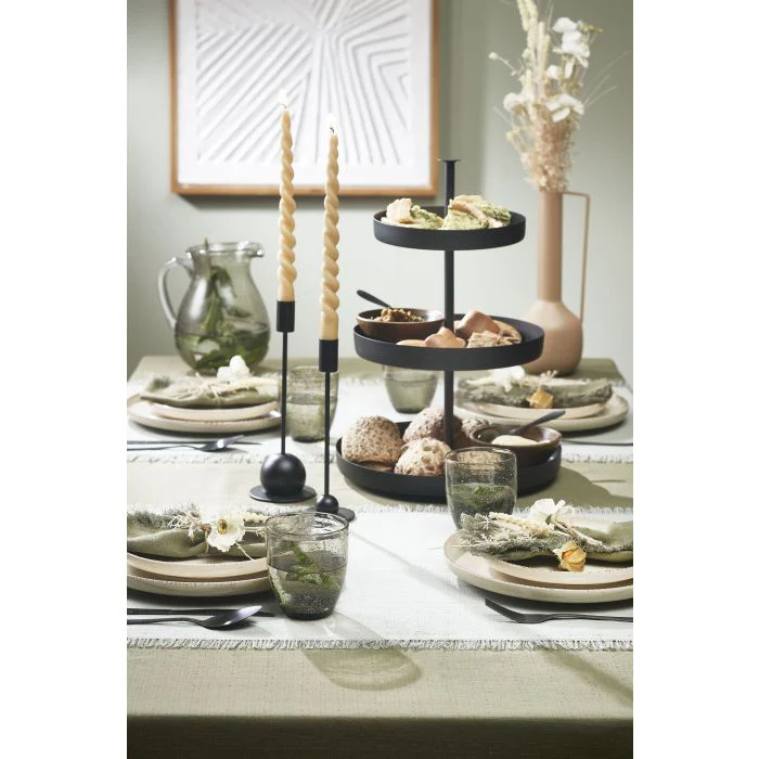 RUNNER VERDE SALVIA CON FRANGE 180X45 - Woodlume