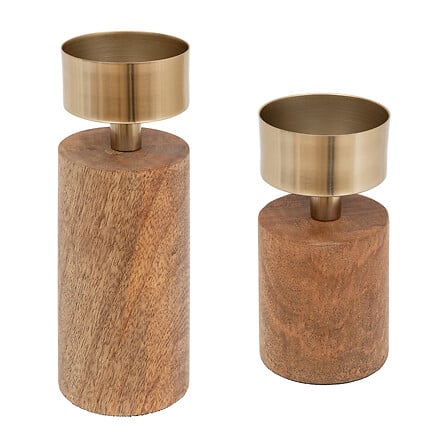 SET 2 PORTA CANDELE IN LEGNO - Woodlume