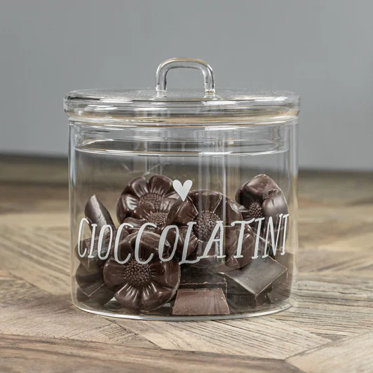 BARATTOLO IN VETRO - CIOCCOLATINI E CUORE - Woodlume