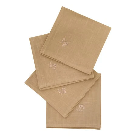SET 4 TOVAGLIOLI CON RICAMO BEIGE - Woodlume