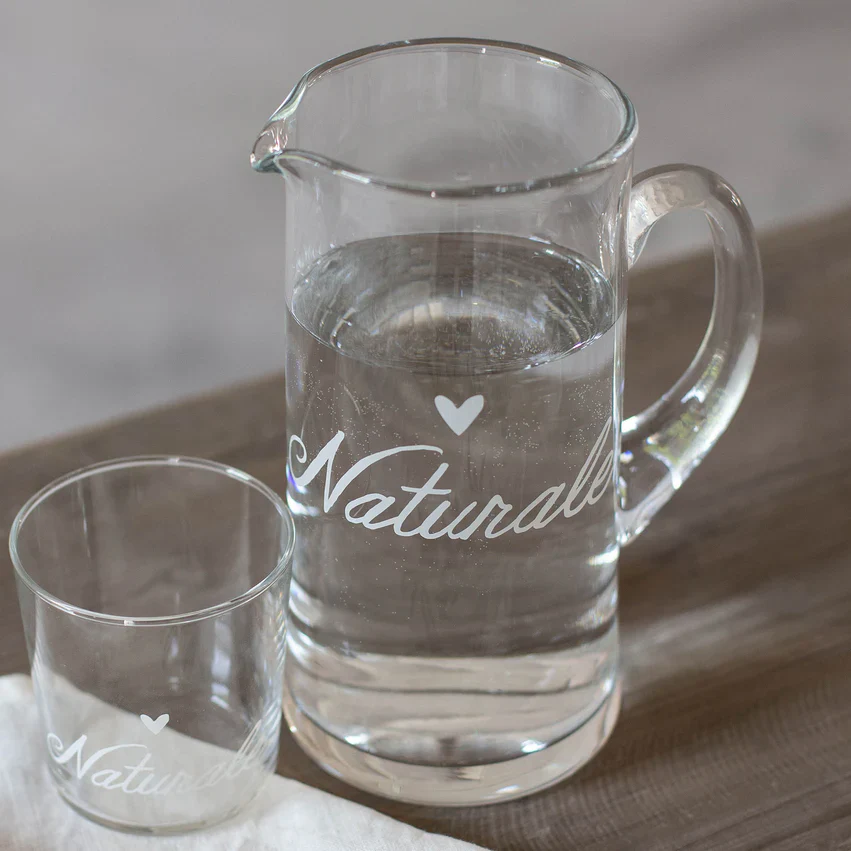 CARAFFA IN VETRO NATURALE CUORICINO - Woodlume