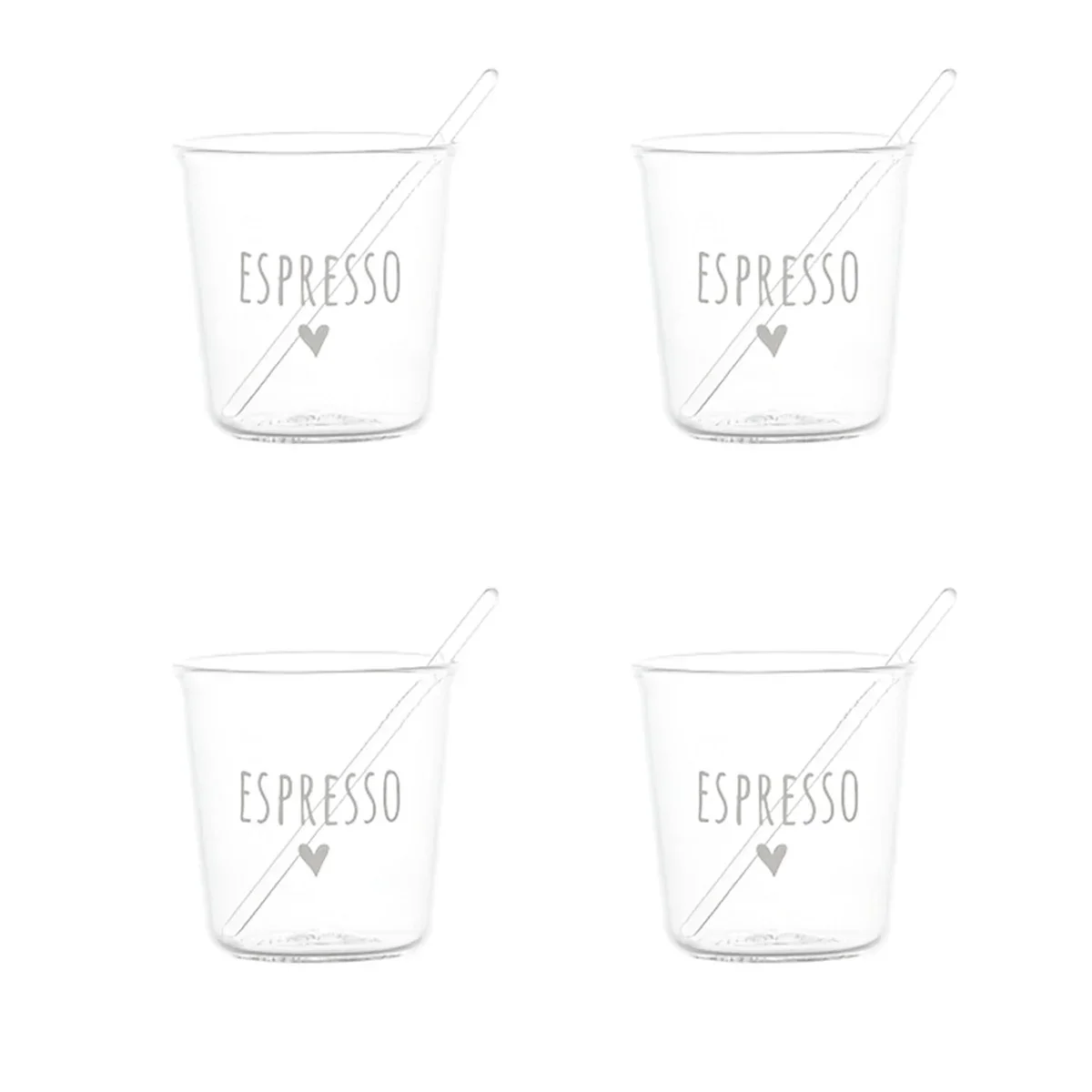 SET 4 BICCHIERINI IN VETRO - ESPRESSO CUORICINO - Woodlume