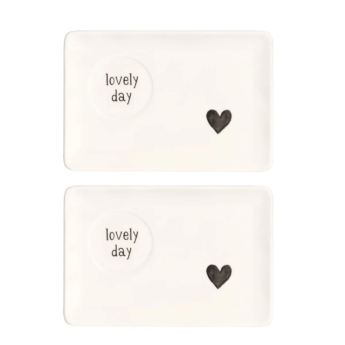 SET 2 PIATTINI RETTANGOLARI LOVELY DAY CUORE - Woodlume