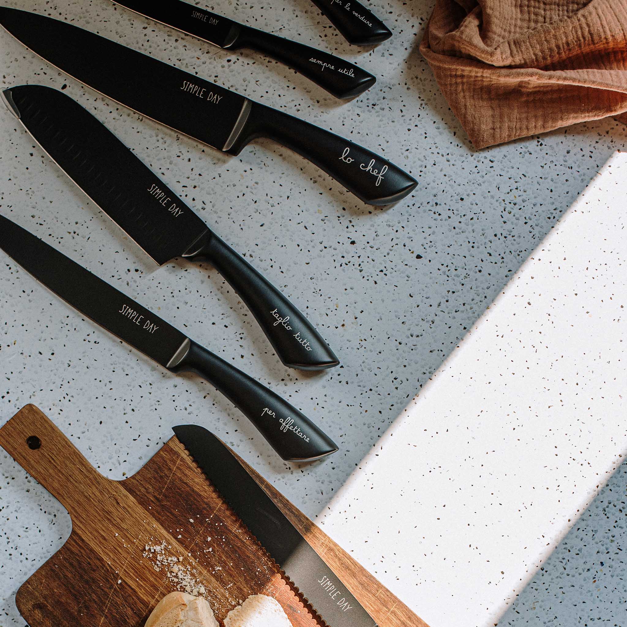 SET 6 COLTELLI DA CUCINA FUNZIONI - Woodlume