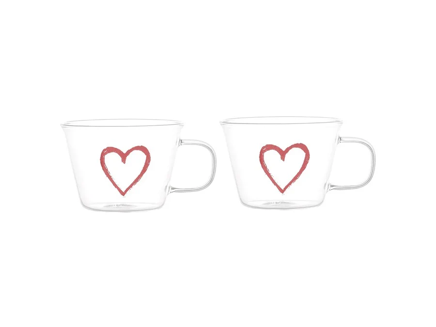 SET 2 TAZZE CUORE GRAFFITI ROSSO - Woodlume