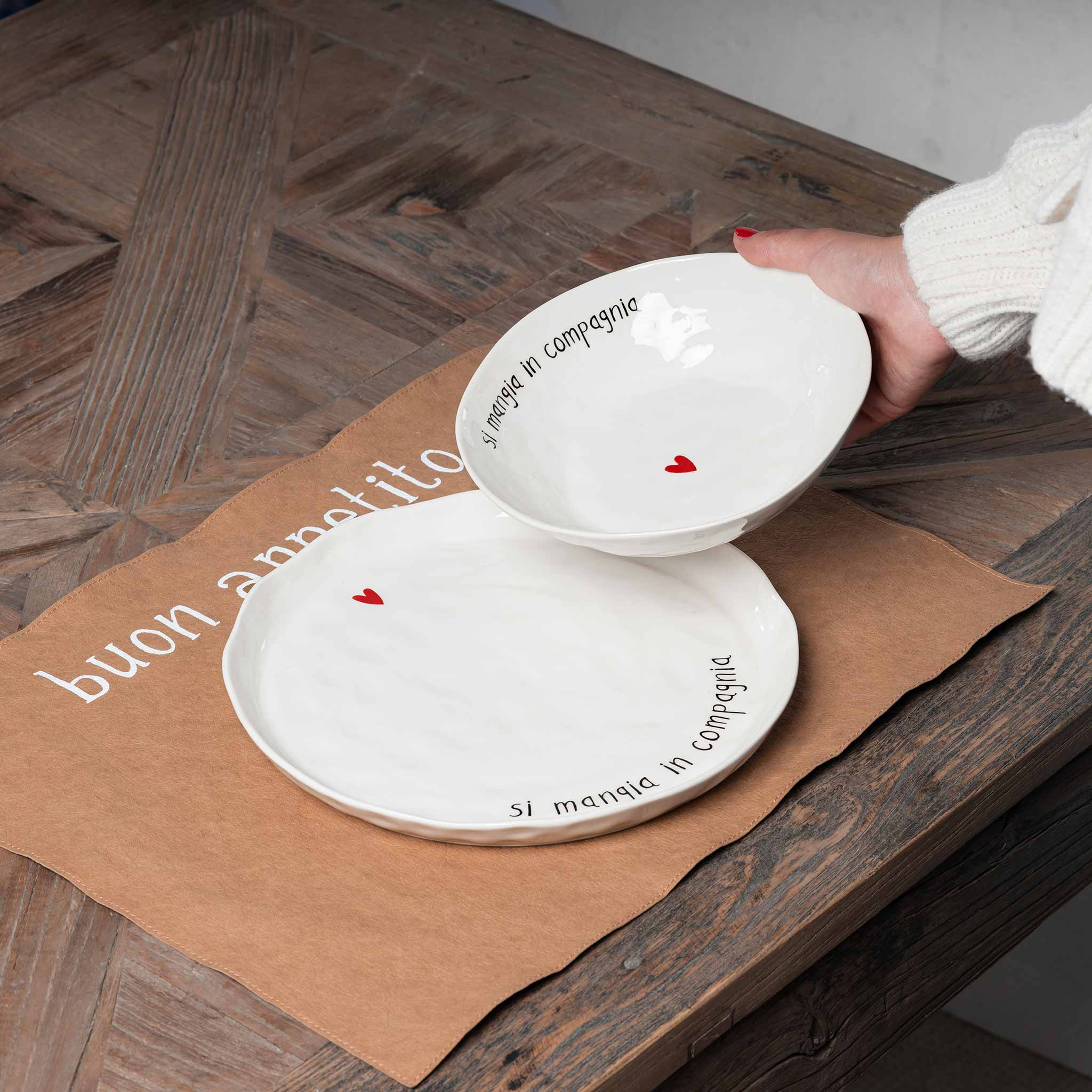 SET 2 PIATTI FONDI SI MANGIA IN COMPAGNIA - Woodlume