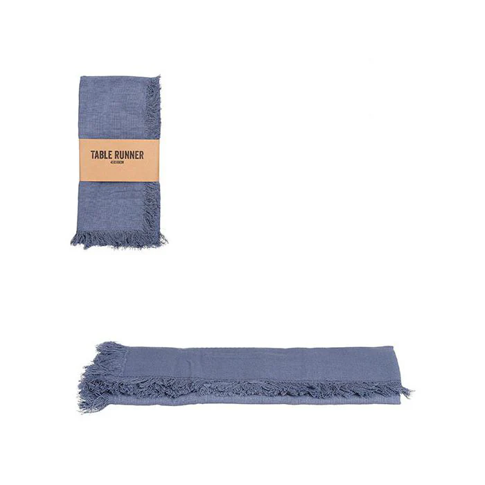 RUNNER BLU CON FRANGE - Woodlume