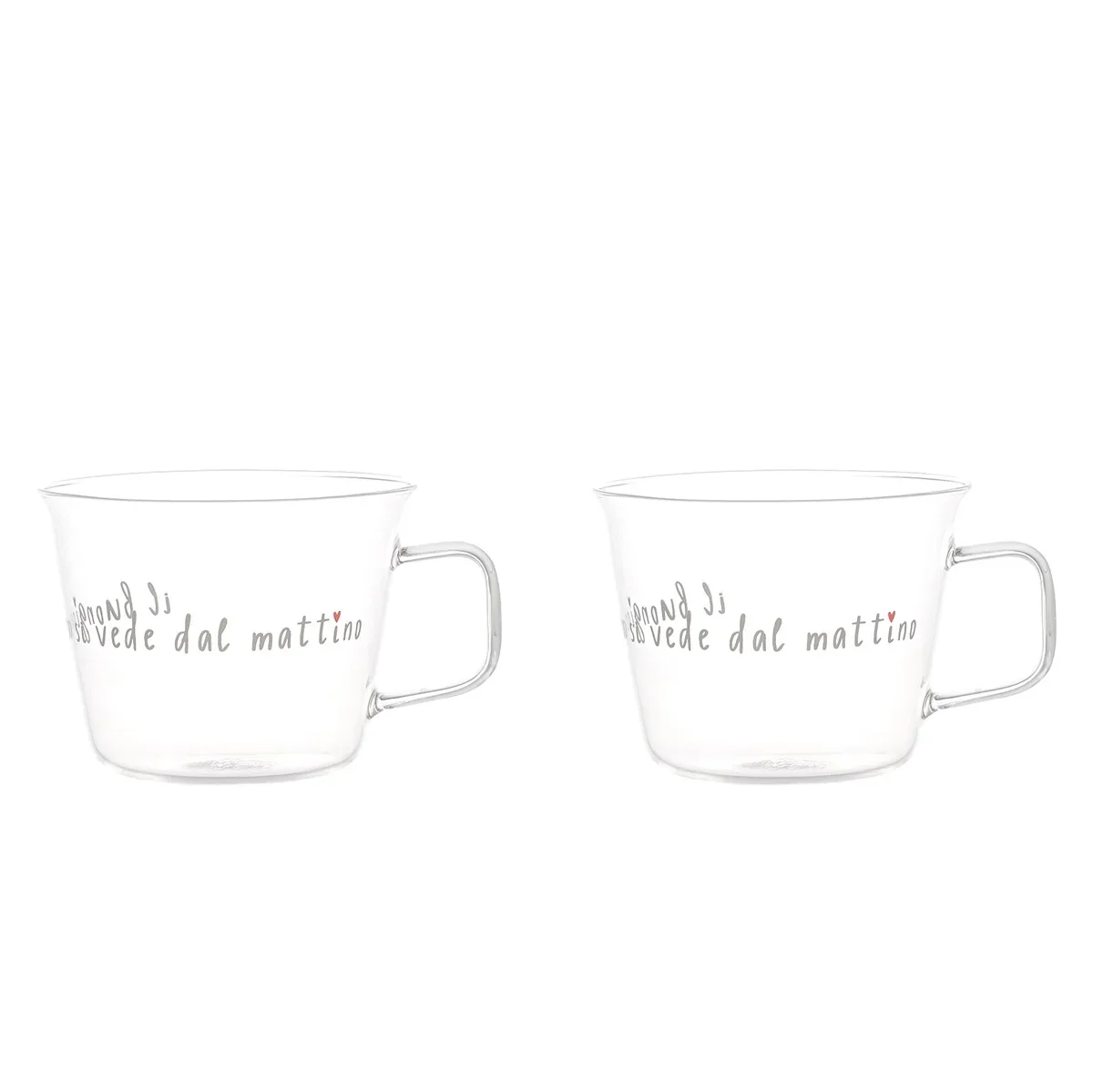 SET 2 TAZZE COLAZIONE IN VETRO - IL BUONGIORNO SI VEDE DAL MATTINO - Woodlume