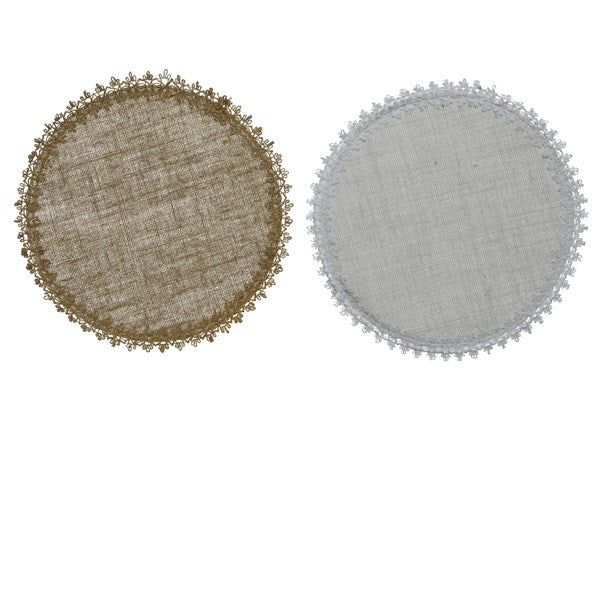 SOTTOPIATTO ROTONDO BORDATO CON MACRAMÈ - Woodlume