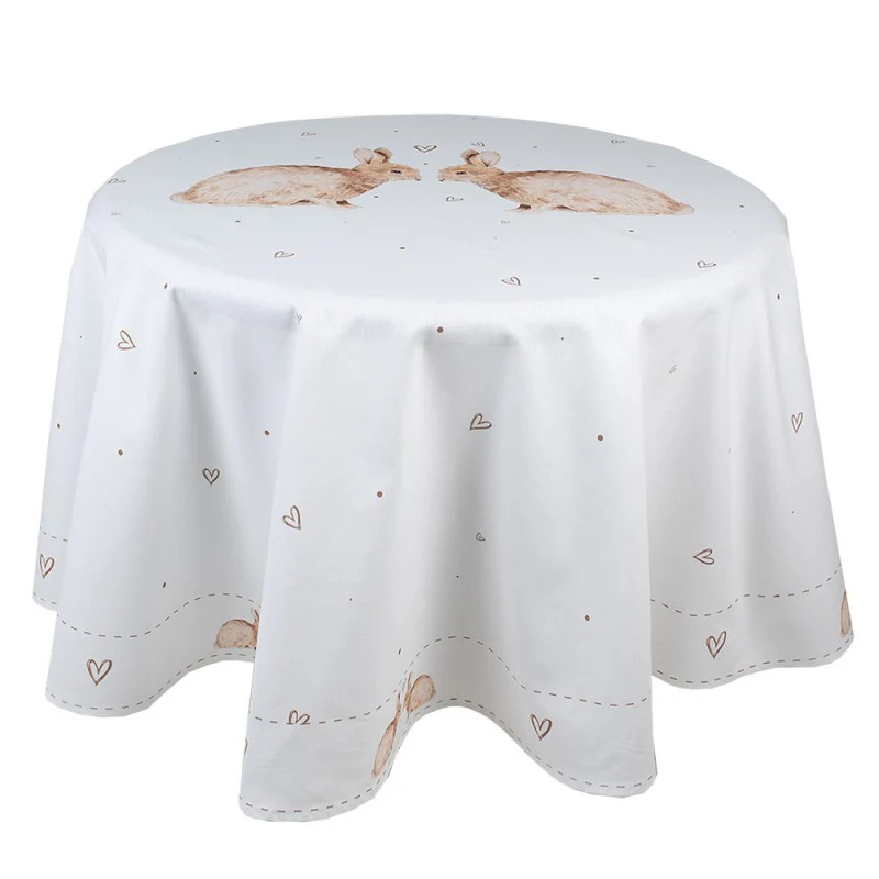 TOVAGLIA ROTONDA CONIGLIETTI IN LOVE 170 CM - Woodlume