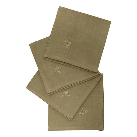 SET 4 TOVAGLIOLI CON RICAMO VERDE - Woodlume